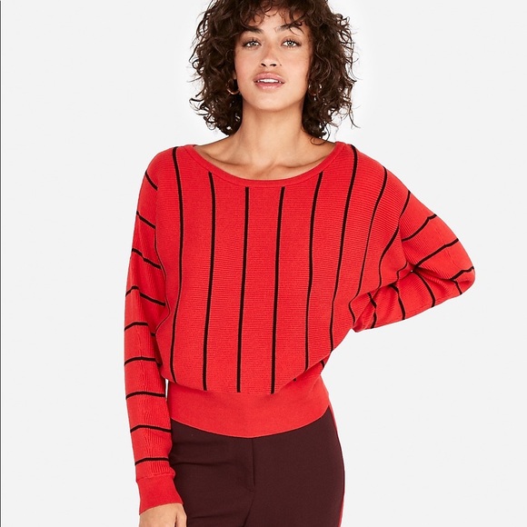 Express Striped Dolman Sleeve Sweater 